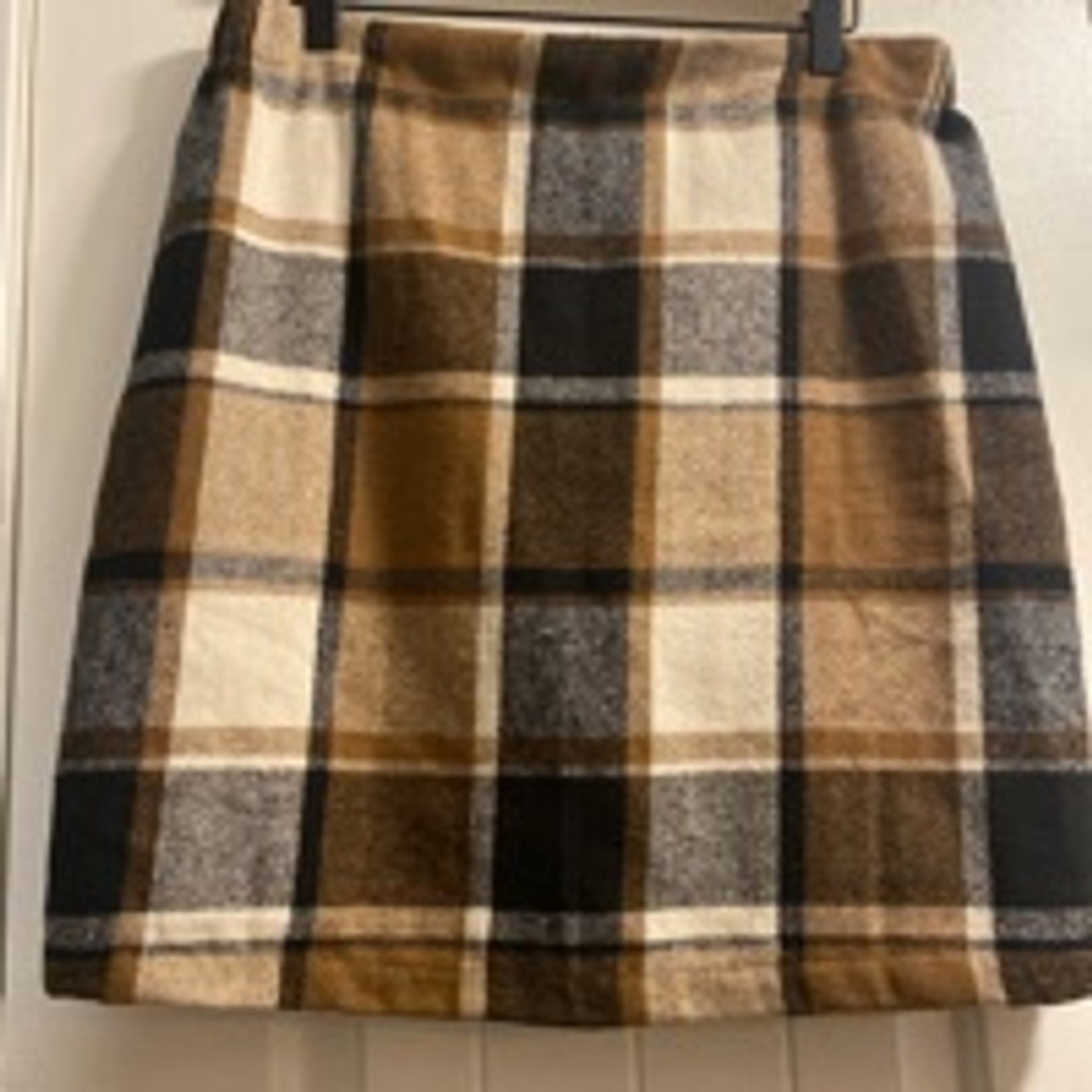 Women's SHEIN Plaid Skirt Size 0XL Brown